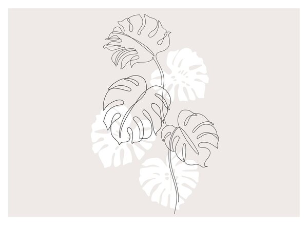 Obraz - Line art monstera N⁰3 (70x50 cm)