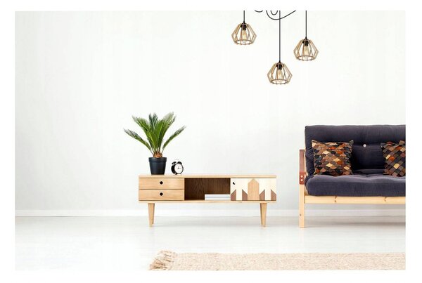 Light for home - Dřevěné závěsné svítidlo "Pavouk" s geometrickými stínidly SPIDER TIMBER 2360/3, 3x60W, E27, Černá