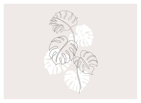 Skleněný obraz - Line art monstera N⁰3 (70x50 cm)