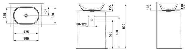 Laufen Lua umyvadlo 50x35 cm oválné na pult bílá H8120830001091
