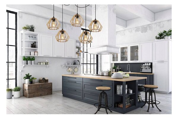 Light for home - Moderní závěsné svítidlo s dřevěnými stínidly SPIDER TIMBER 2360/5, E27, Černá