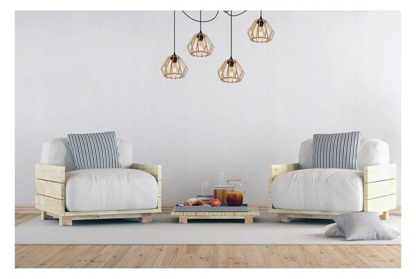 Light for home - Originální dřevěná lampa Spider ve stylu Boho SPIDER TIMBER 2360/4, 4x60W, E27, Černá