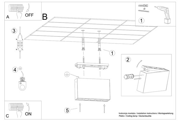 Sollux Lighting Stropní svítidlo SOLE černé LED
