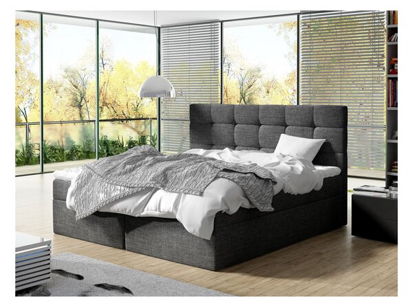Boxpringová postel 160x200 CAROLA - šedá + topper ZDARMA