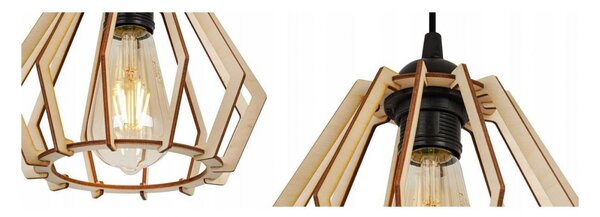 Light for home - Nastavitelná dřevěná lampa s geometrickými stínidly TIMBER 2360/3/OW, 3x60W, E27, Černá