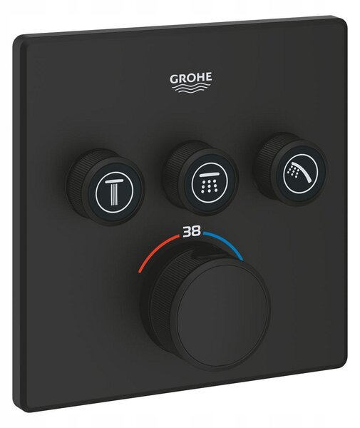 Podomítková vanová a sprchová baterie Grohe Grohtherm, černá