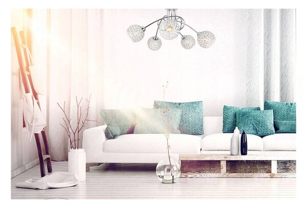 Light for home - Chromové stropní svítidlo v moderním stylu se skleněnými stínidly CRYSTAL 2220/5/C, 5x60W, E27, stříbrná