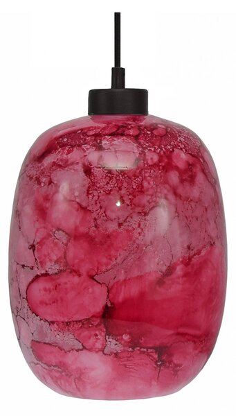 Light for home - Závěsné svítidlo se stínítkem z foukaného skla v barvě Červená melanž 19603 "Marble" made in Italy, 1x60W, E27, Černá