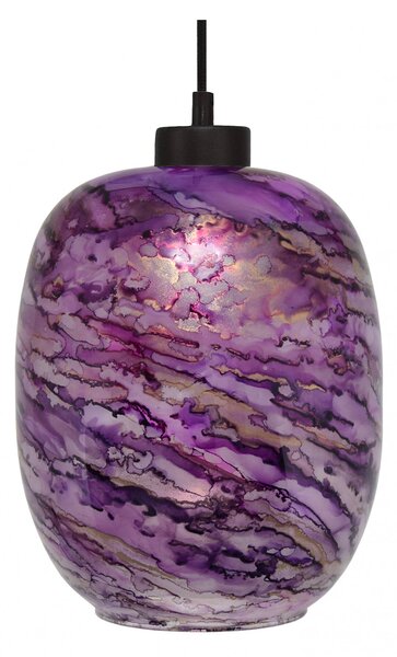 Light for home - Závěsné svítidlo se stínítkem z foukaného skla v barvě fialová melanž 19603 "Marble" made in Italy, 1x60W, E27, Černá