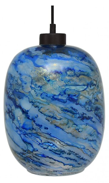 Light for home - Závěsné svítidlo se stínítkem z foukaného skla v barvě modrá melanž 19603 "Marble "made in Italy, 1x60W, E27, Černá