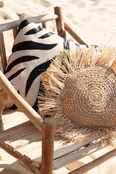 Dekorační kulatý polštářek z přírodní trávy Raffia natural - 45*15*45 cm - J-Line by Jolipa