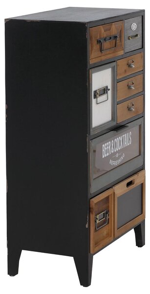 Lékárnická komoda HWC-Q25 s oboustrannými čely zásuvek, komoda ve stylu vintage/shabby, dřevo a kov, 95 x 58 x 32 cm