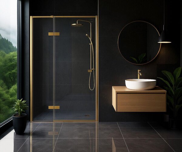 Pivotové sprchové dvere Rea Atlas Brush Gold 90 Left