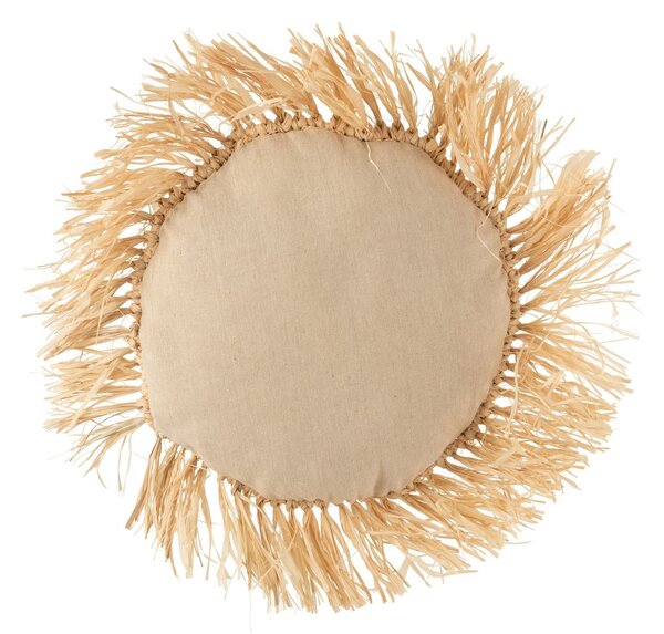 Dekorační kulatý polštářek z přírodní trávy Raffia natural - 45*15*45 cm - J-Line by Jolipa