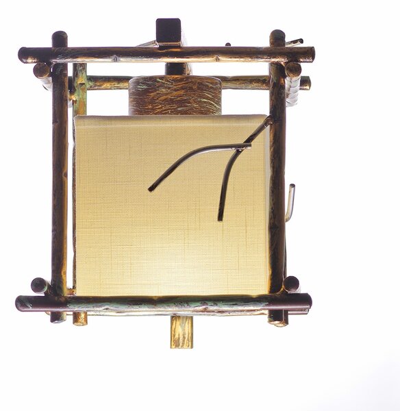 Light for home - Nástěnné světlo v originálním designu v kombinaci s jemnou barvou a ruční patinou 16711 "SAVANNA CUBO", 1x60W, E27, hnědá, zlatá, patina