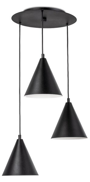 Light for home - Závěsný lustr na lanku 15699 "CROWN", 3X40W, E14, Černá + bílá