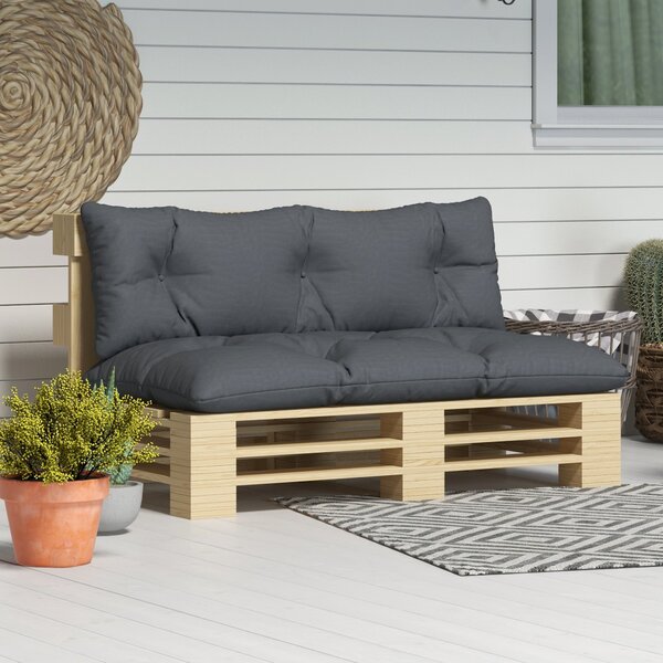 Outsunny Paletový Polštář pro Dvě Osoby 120cm x 60cm x 15cm s UV Ochrannou, Voděodolný Zahradní Polštář pro Lavici, Tmavě Šedý | Aosom