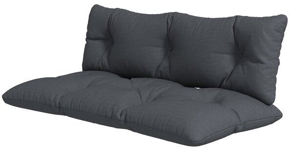 Outsunny Paletový Polštář pro Dvě Osoby 120cm x 60cm x 15cm s UV Ochrannou, Voděodolný Zahradní Polštář pro Lavici, Tmavě Šedý | Aosom