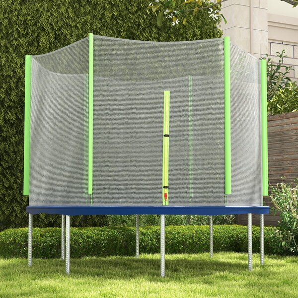 SPORTNOW Ochranná síť pro trampolínu 244 cm - Kulatá Ochranná síť pro venkovní trampolíny s 6 vertikálními sloupky Zelená | Aosom