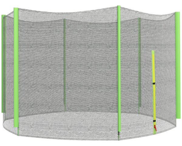 SPORTNOW Ochranná síť pro trampolínu 244 cm - Kulatá Ochranná síť pro venkovní trampolíny s 6 vertikálními sloupky Zelená | Aosom