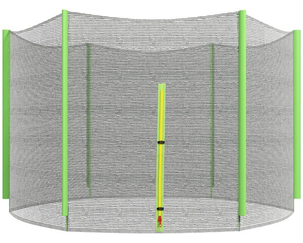SPORTNOW Ochranná síť pro trampolínu 244 cm - Kulatá Ochranná síť pro venkovní trampolíny s 6 vertikálními sloupky Zelená | Aosom
