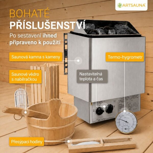 Zahradní sudová sauna pro 2 osoby s kamny 3,6 kW