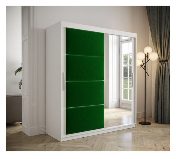 Šatní skříň s posuvnými dveřmi 180 cm TALIA - bílá / zelená