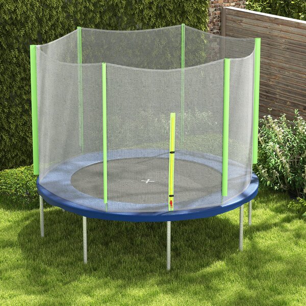SPORTNOW Ochranná síť pro trampolínu 244 cm - Kulatá Ochranná síť pro venkovní trampolíny s 6 vertikálními sloupky Zelená | Aosom