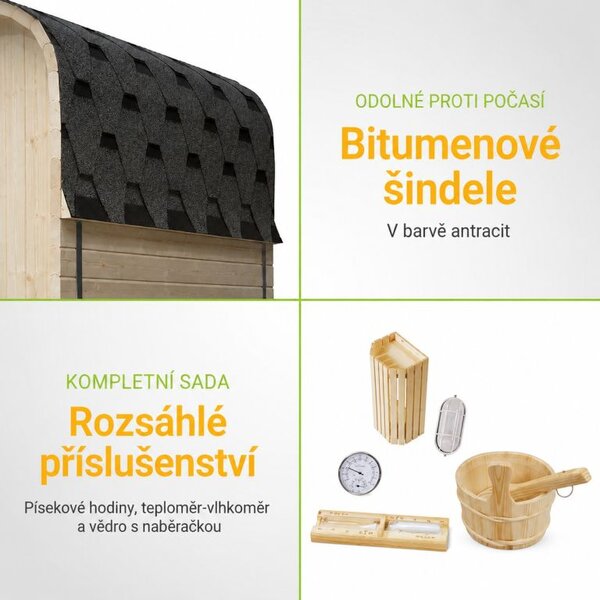 Zahradní sauna Cube pro 4 osoby s kamny 6 kW
