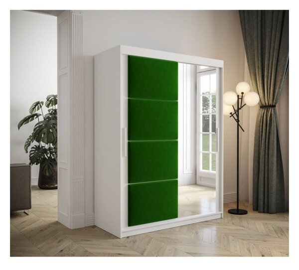Šatní skříň s posuvnými dveřmi 150 cm TALIA - bílá / zelená
