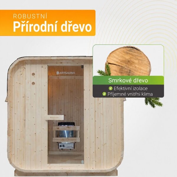 Zahradní sauna Cube pro 4 osoby s kamny 6 kW