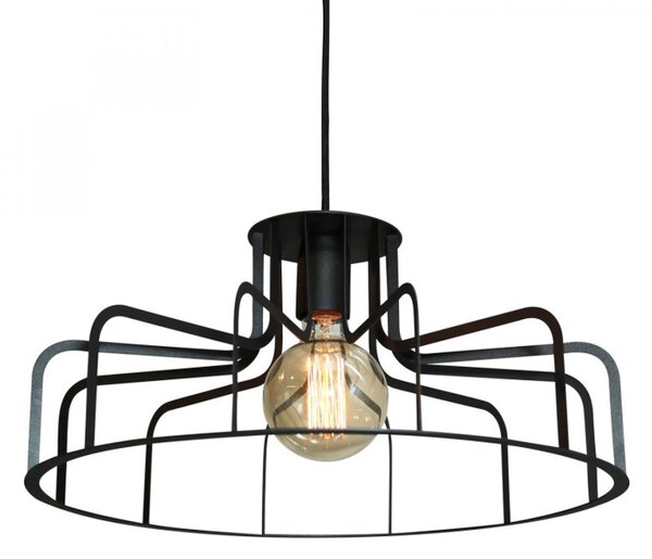 Light for home - Závěsné svítidlo na lanku s kovovým stínítkem 50106 "PAUK", 1x60W, E27, Černá