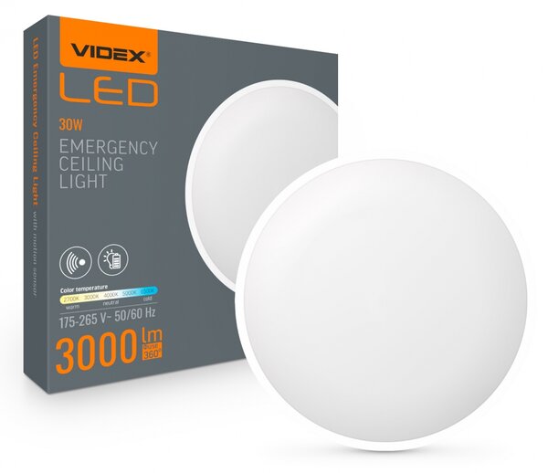 Stropní Svítidlo LED svítidlo Videx nástěnný s pohybovým senzorem a nouzovým modulem