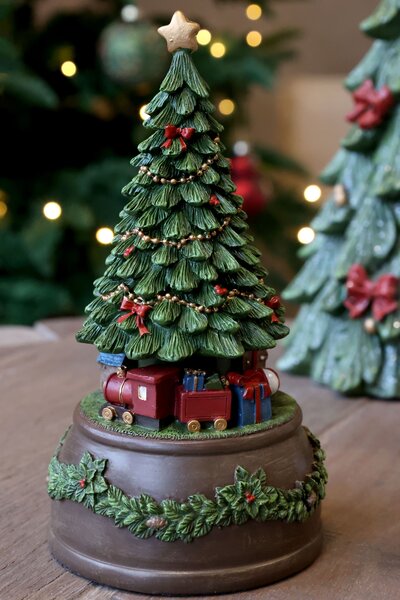 Hudební skříňka Cherry Noël Tree s vánočním stromečkem – Ø 10*19 cm - Chic Antique