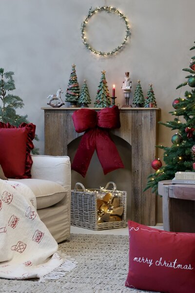Zelený vánoční stromek se stuhou a mašlemi Noël Tree z polyresinu – Ø 15*40 cm - Chic Antique