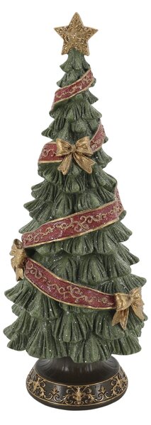 Zelený vánoční stromek se stuhou a mašlemi Noël Tree z polyresinu – Ø 15*40 cm - Chic Antique