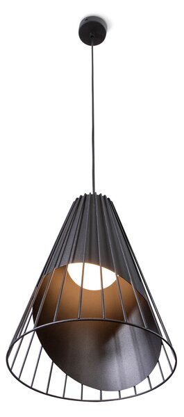 Light for home - Závěsné svítidlo "STRONG" s nastavitelnou výškou a originálním kuželovitým kovovým stínidlem, 1x60W, E27, Černá