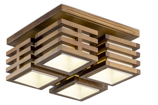 Light for home - Lustr přisazený ke stropu 18611 "HOUSTON", 4x40W, E27, přirozený dub