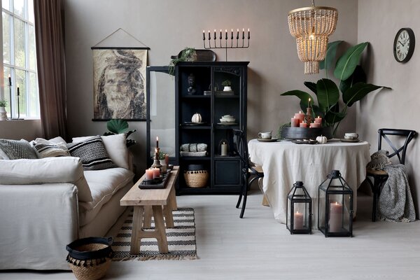 Běhoun koberec s černobílým vzorem z bavlny a juty – 150*70 cm - Chic Antique