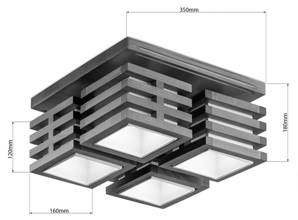 Light for home - Lustr přisazený ke stropu 18611 "HOUSTON", 4x40W, E27, přirozený dub