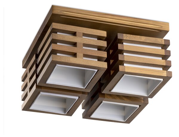 Light for home - Lustr přisazený ke stropu 18611 "HOUSTON", 4x40W, E27, přirozený dub
