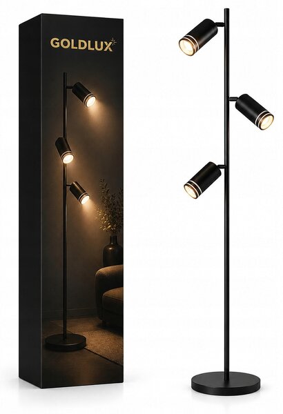 Podlahová lampa loft ROMA 3xGU10 max 10W černá Goldlux 327581