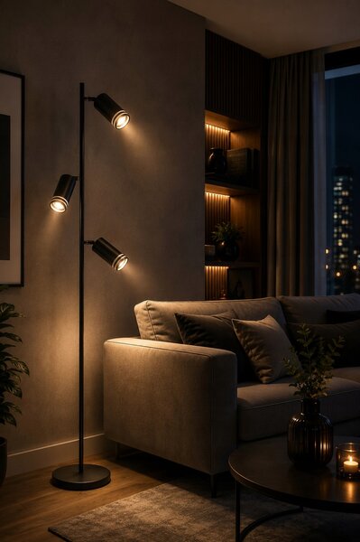 Podlahová lampa loft ROMA 3xGU10 max 10W černá Goldlux 327581
