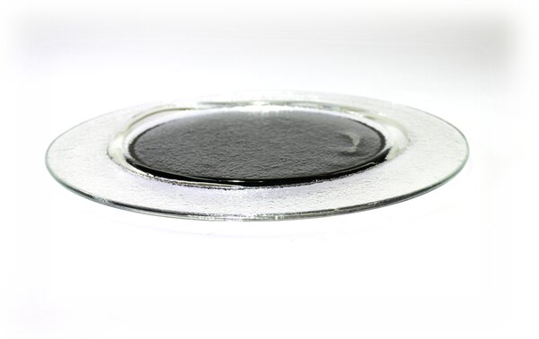 Kulatý servírovací tác čirý se šedým středem Průměr: 13cm