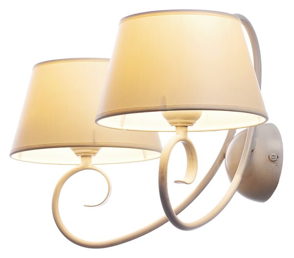 Light for home - Nástěnné svítidlo 20502 "JANET", 2x60W, E27, bílá, zlatá, patina