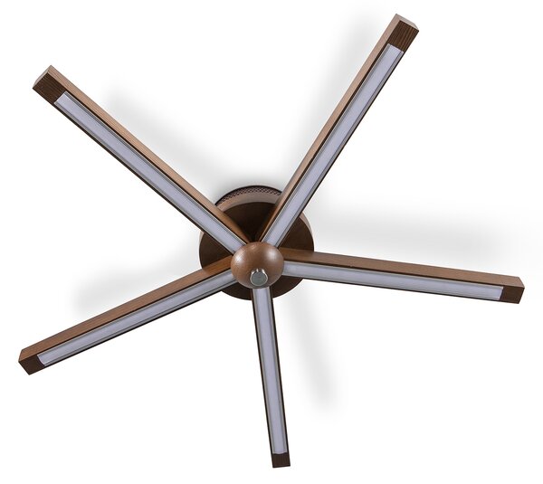 Light for home - Dřevěný LED lustr přisazený ke stropu 40705 " Star", LED 56 W Max 4000 K, hnědá, přirozený ořech