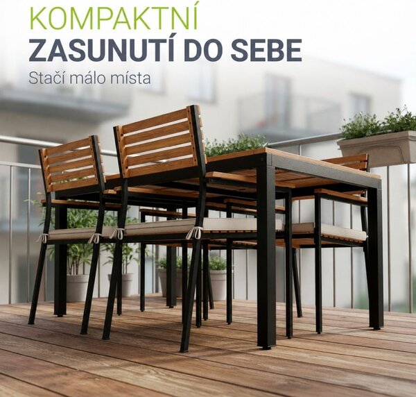 Zahradní jídelní set z akáciového dřeva pro 4 osoby, 5dílný