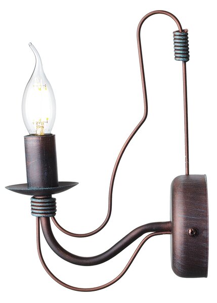 Light for home - Kovové klasické nástěnné svítidlo Retro 30301 "Isabella", 1x40W, E14, černá, měď