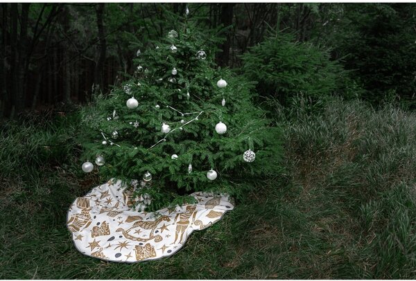 Bavlněný koberec pod vánoční stromeček Butter Kings Golden Nut Cracker, ø 130 cm