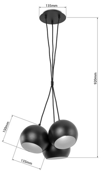 Light for home - Závěsný lustr na lanku 50403 "FOTON", 3x60W, E27, Bílá